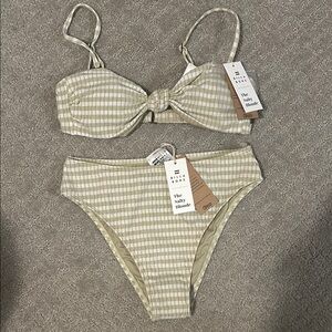 Billabong Tan Bikini Set with Triangle Top and High-Waisted Bottom